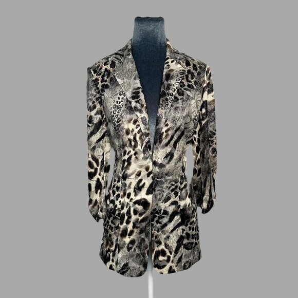 vintage 90s sheer lace animal print blazer jacket - Picture 1 of 8
